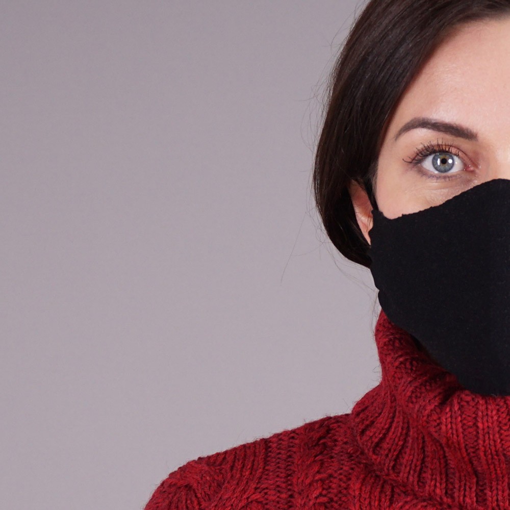 black knitted mask crop Black knitted reusable mask