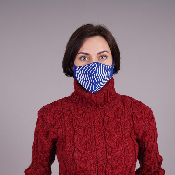 Blue striped knitted reusable mask