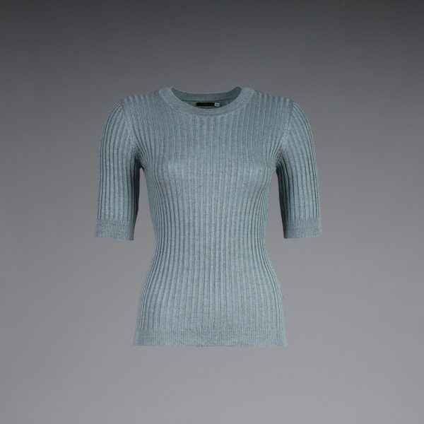 Leona knit top with a round neckline mint green