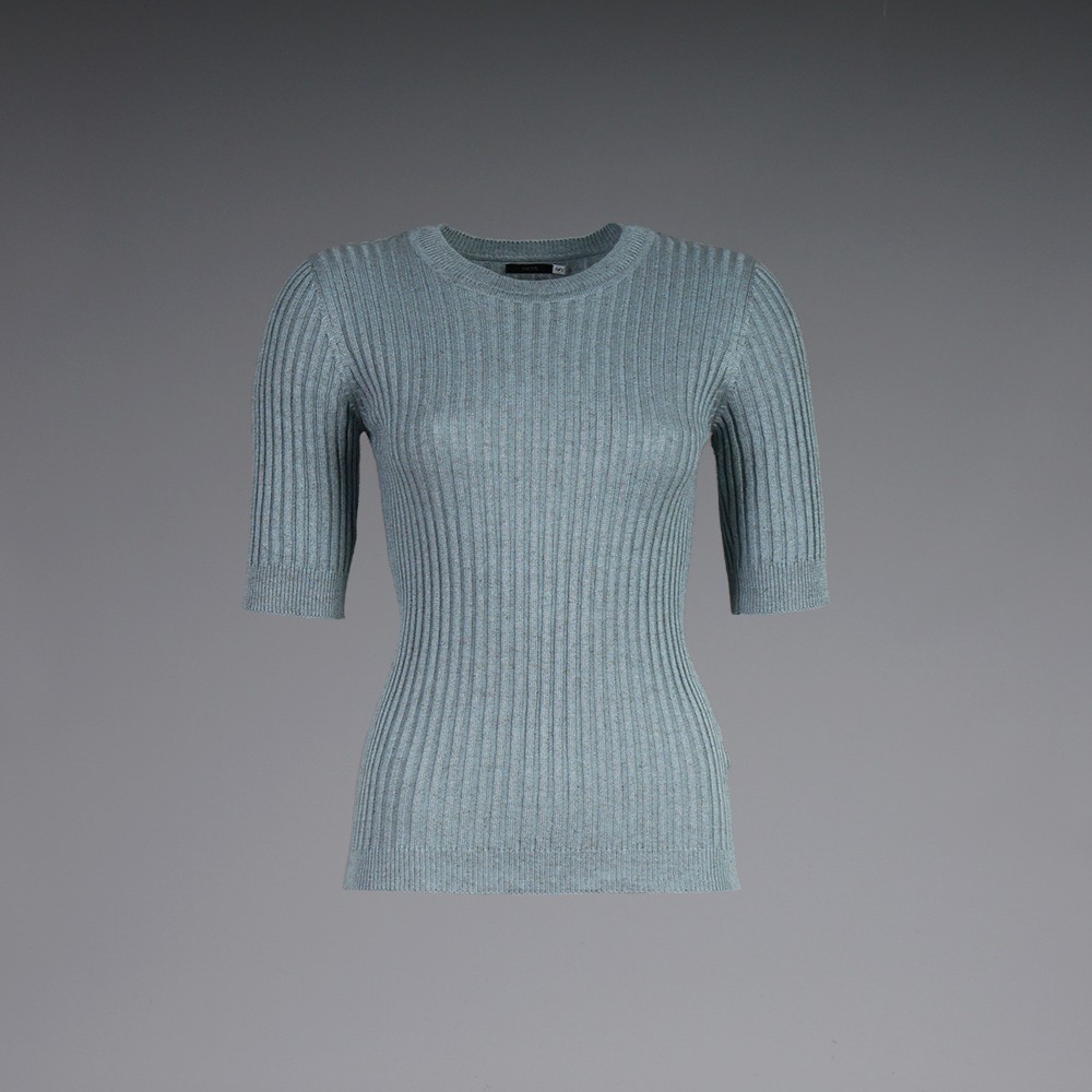 Leona knit top with a round neckline mint green