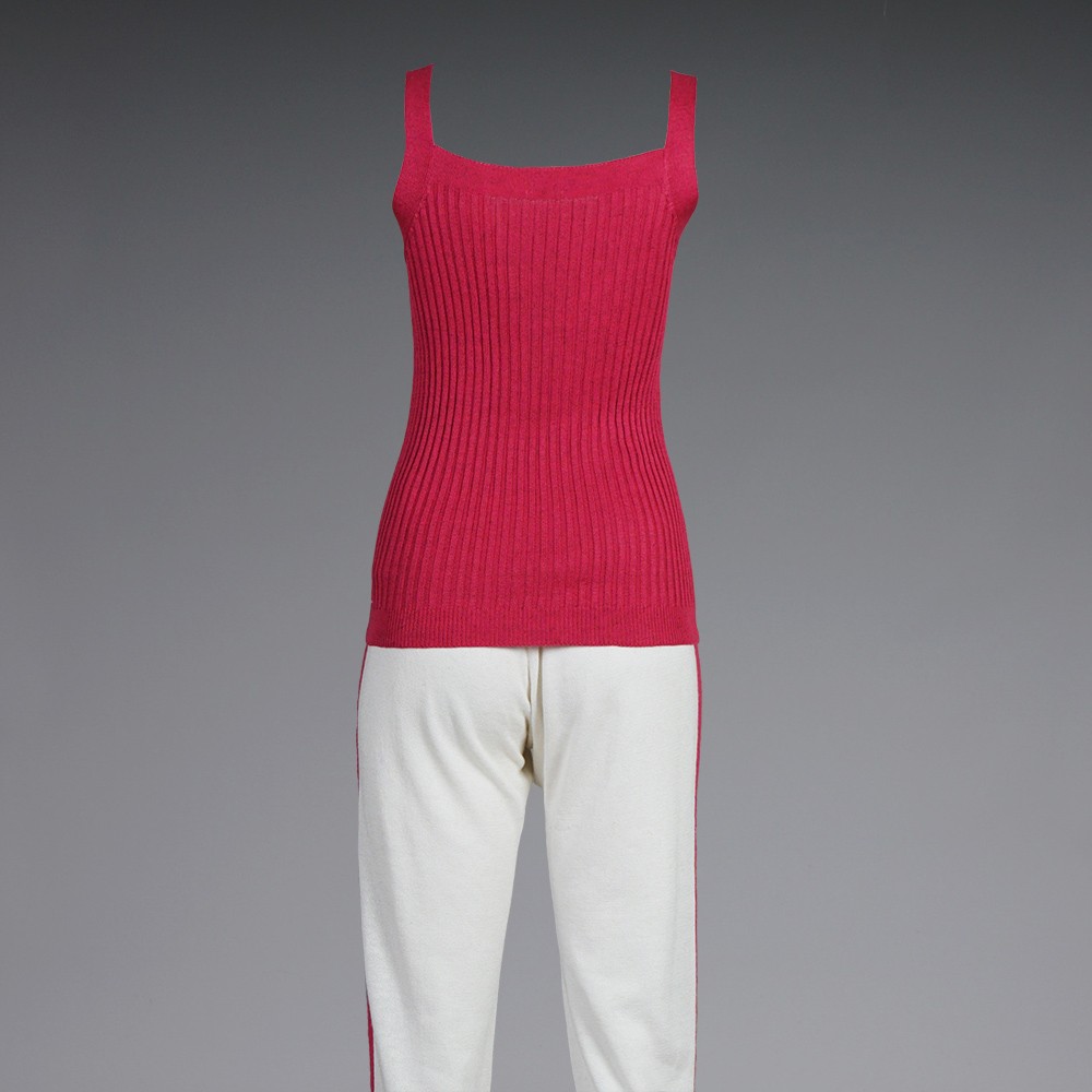 VT089_Liora_fuxia (1) Jenna kootud püksid kontrastse küljetriibuga valge