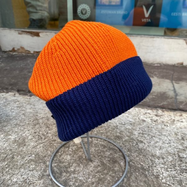 Arno two-colored pure wool beanie orange-blue