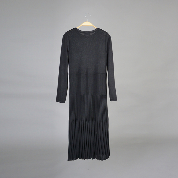 Marika long sleeve wool knit dress black