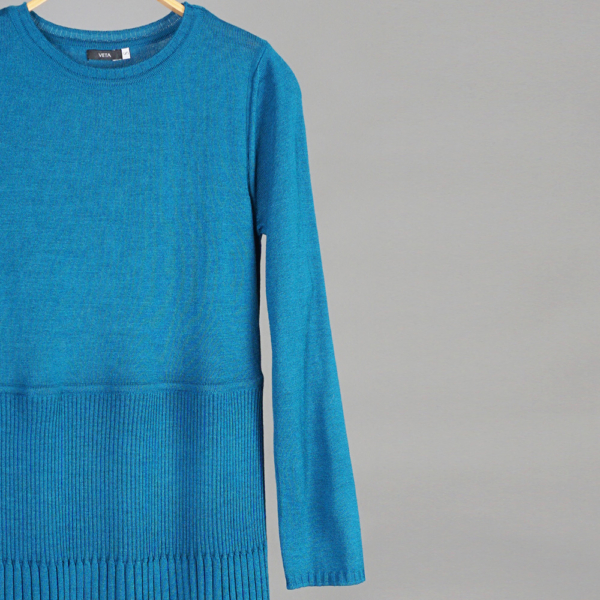 Marika long sleeve wool knit dress turquise