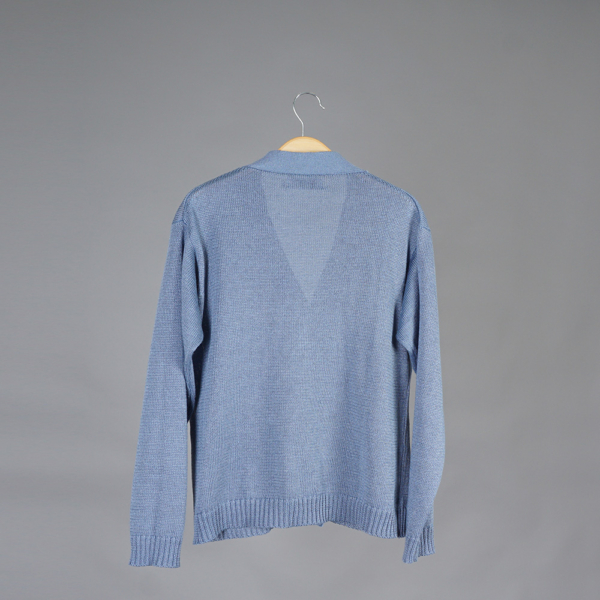 Annette textured knit linen jacket blue