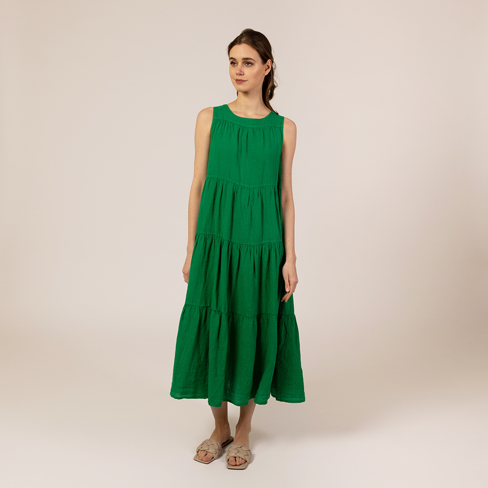 Azalia pure linen dress green