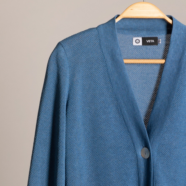 Liima textured knit linen jacket blue