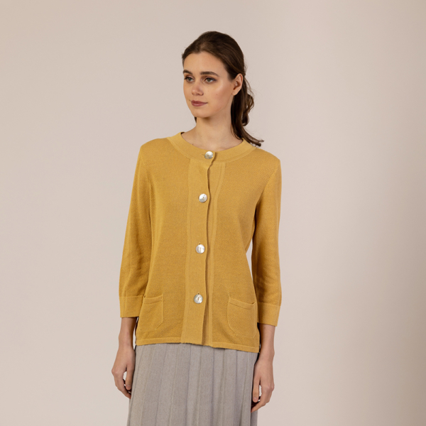 Ilona textured knit linen jacket yellow