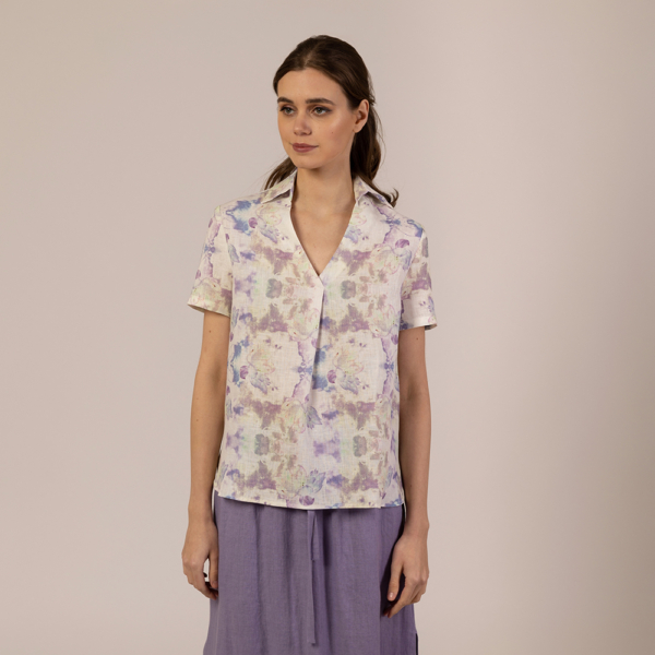 Donna pure linen top colorful