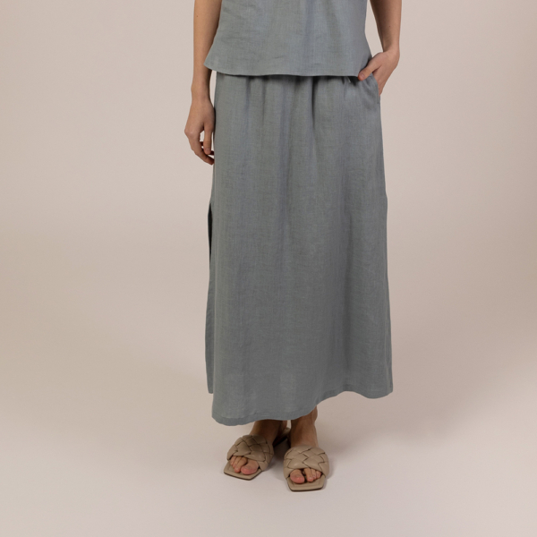 Elistina long knit linen skirt mint