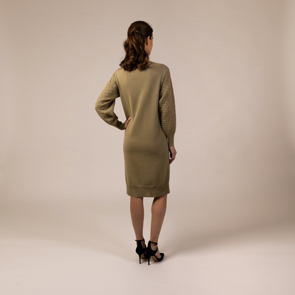 Piret шерстяное платье с длинным рукавом оливкового цвета