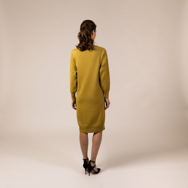 Piret long sleeve wool knit dress yellow