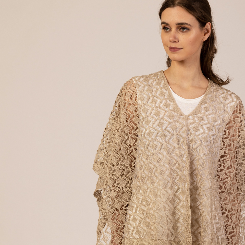 P089-Rowa-Natural-2 Rowa openwork pure linen poncho natural