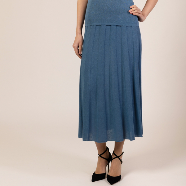 Dora long plisse skirt blue