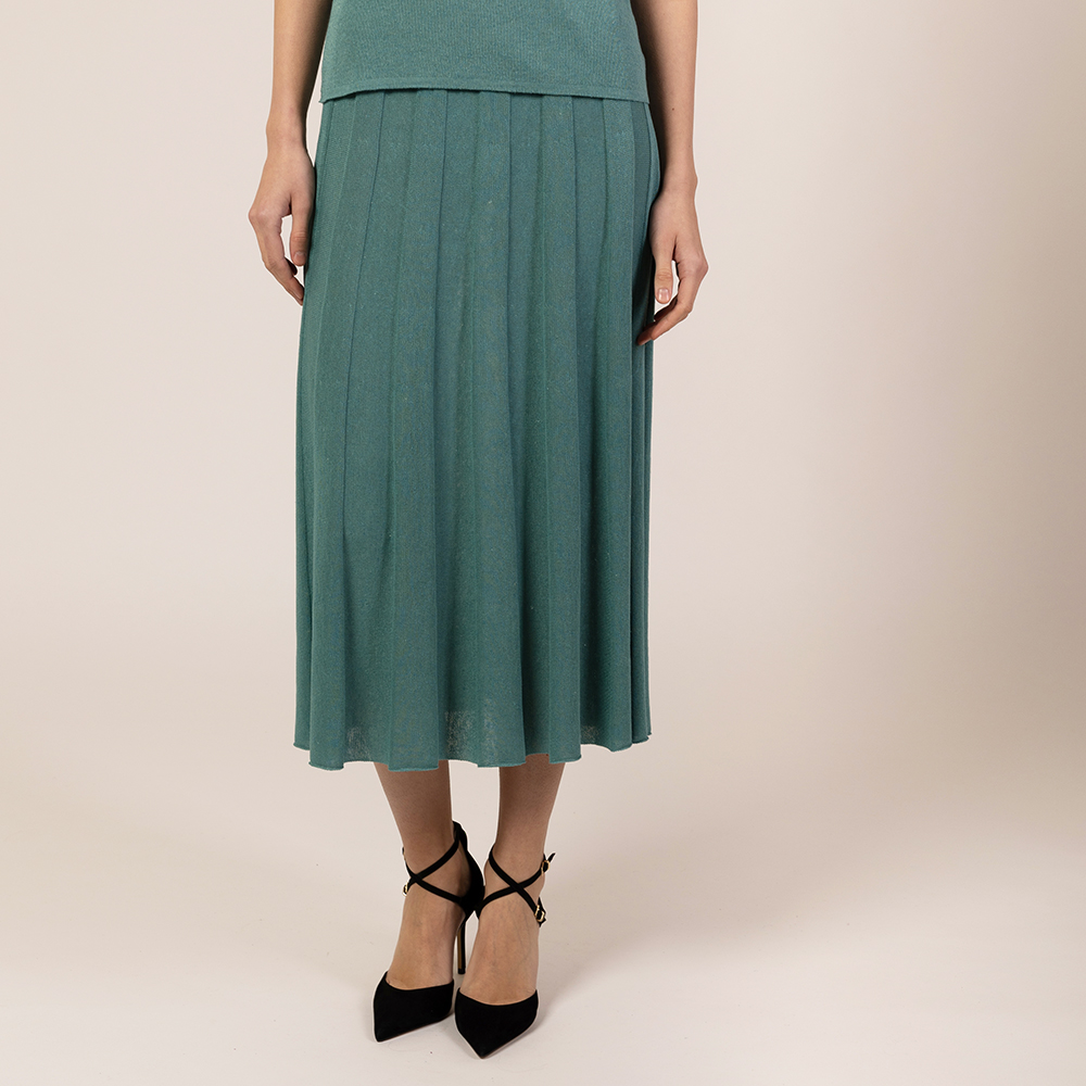 Dona long plisse skirt green