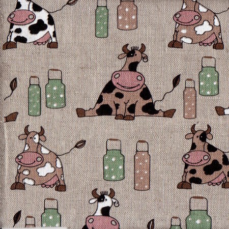 Cows print natural linen fabric