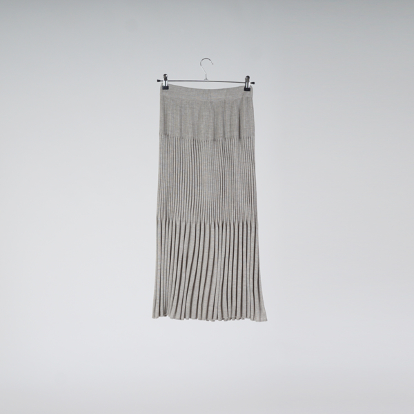 Milla long rib knit skirt gray