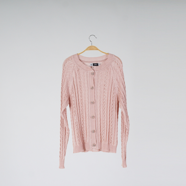Dina textured knit linen jacket pink