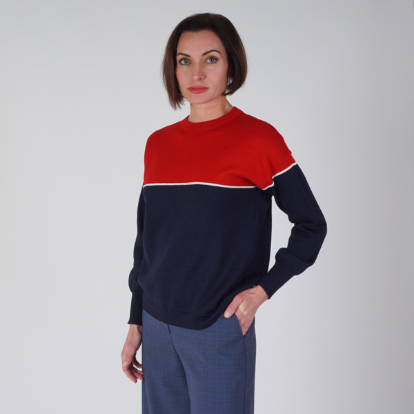 Kersti wool red-d/blue pullover