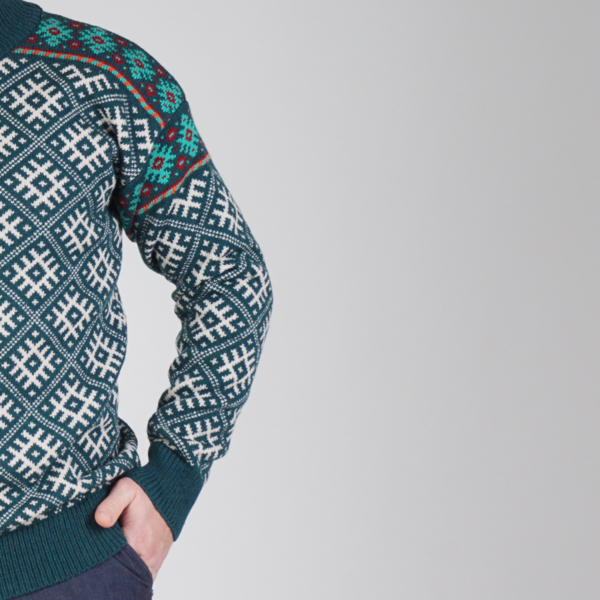 Till unisex pullover with jacquard knit green