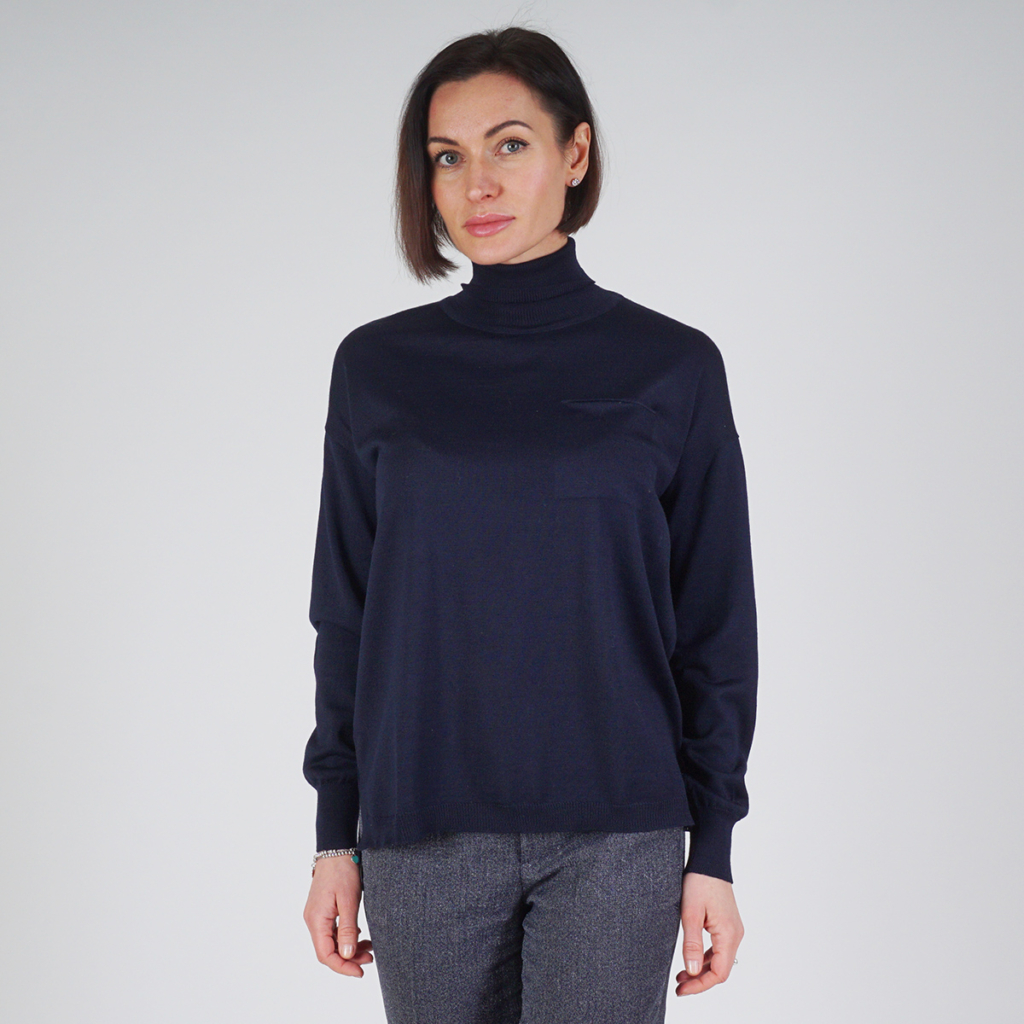 Lana high neck wool blue pullover
