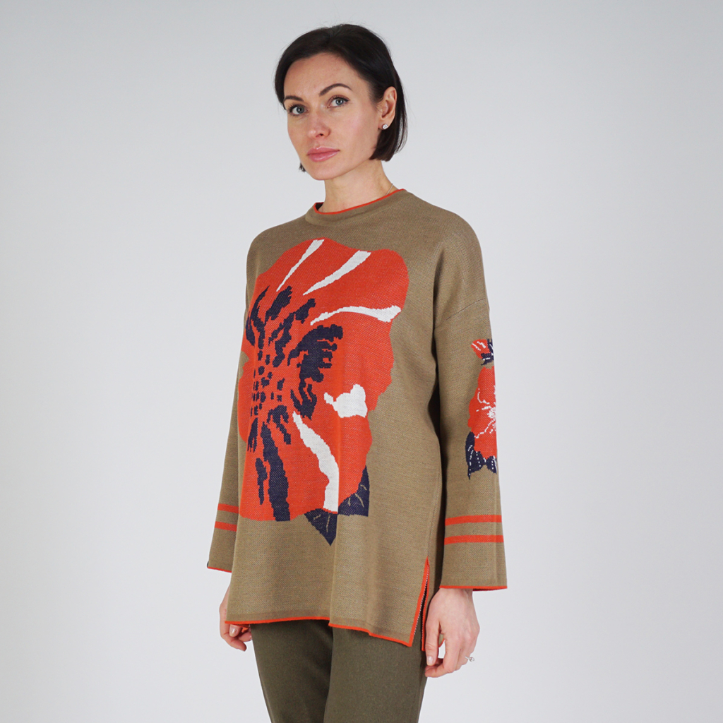 Fleur pure wool olive pullover