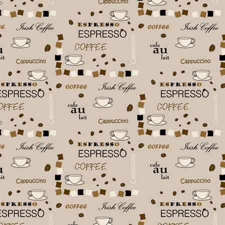 Coffee print natural linen fabric