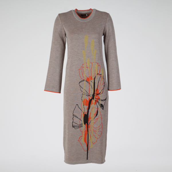 Liana long sleeve wool knit dress beige