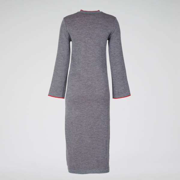 Liana long sleeve wool knit dress grey