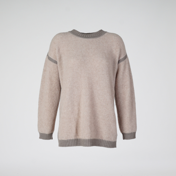 Janice O-neck beige knit pullover