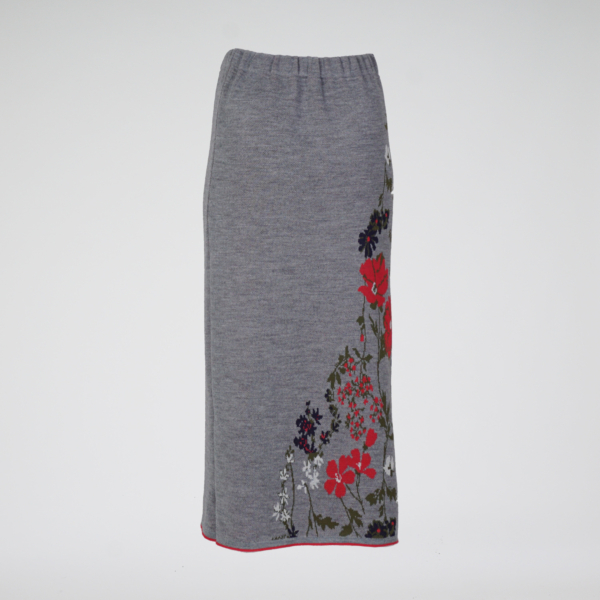 Vasilla wool midi grey skirt