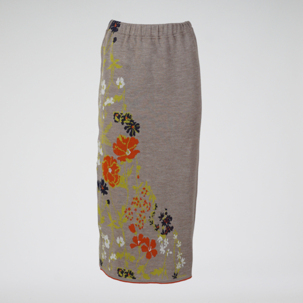 Vasilla wool midi beige skirt