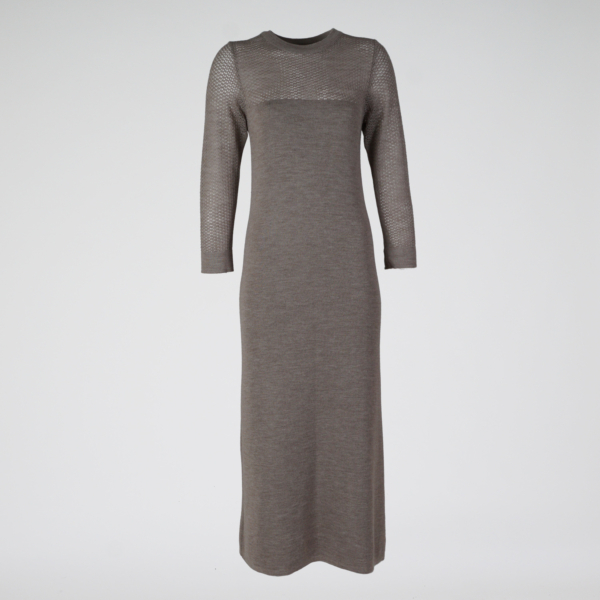 Azaline long sleeve wool knit dress beige