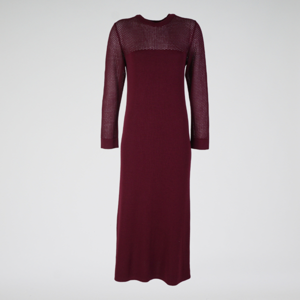 Azaline long sleeve wool knit dress bordo