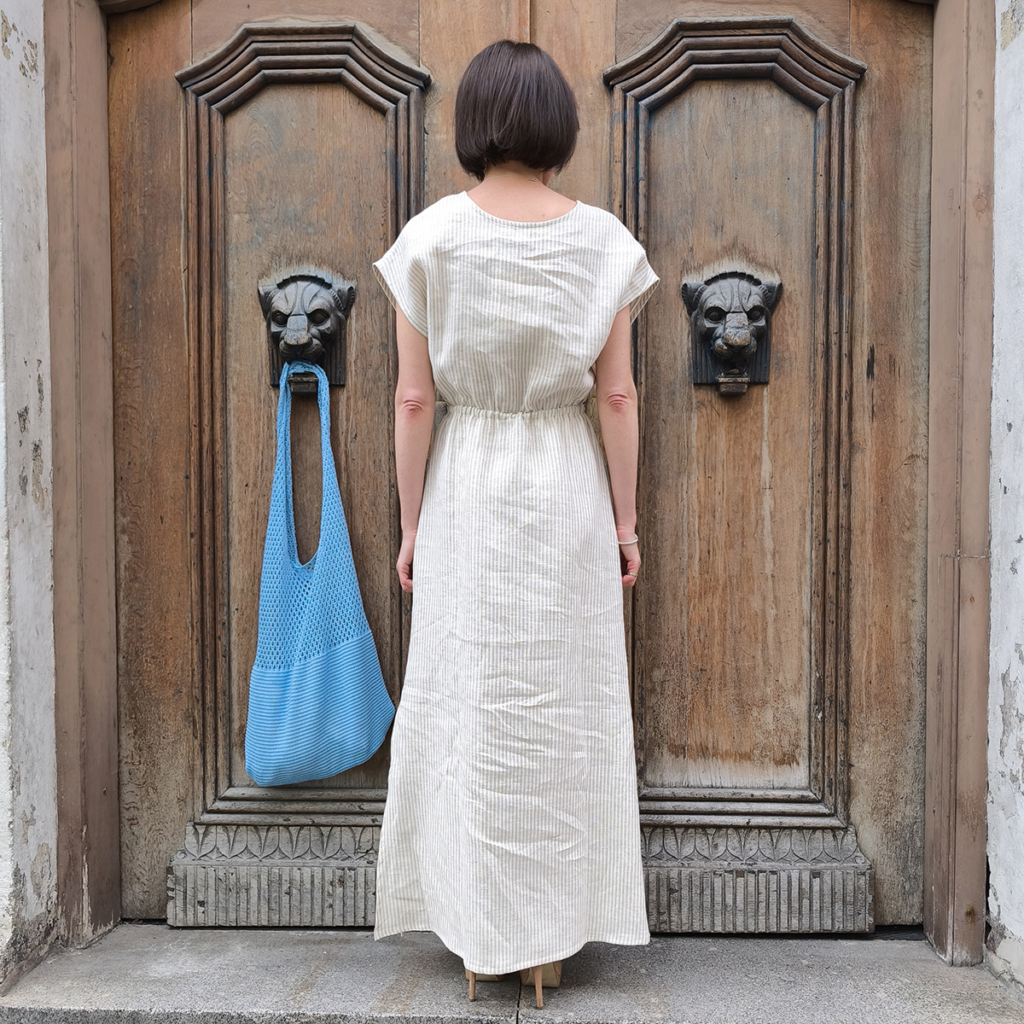DR208-Sandy-Strip-3 Sandy pure linen beige dress