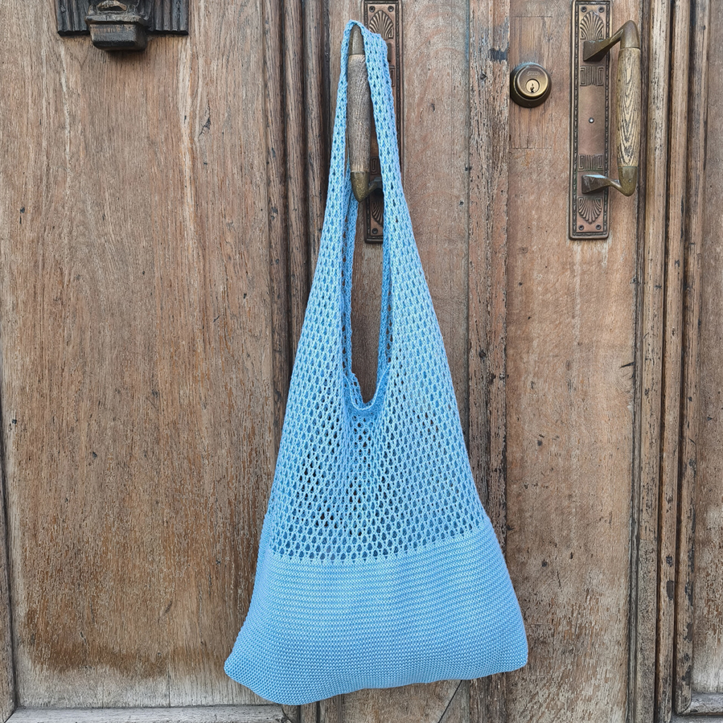 Sandra linen shopping bag L/Blue