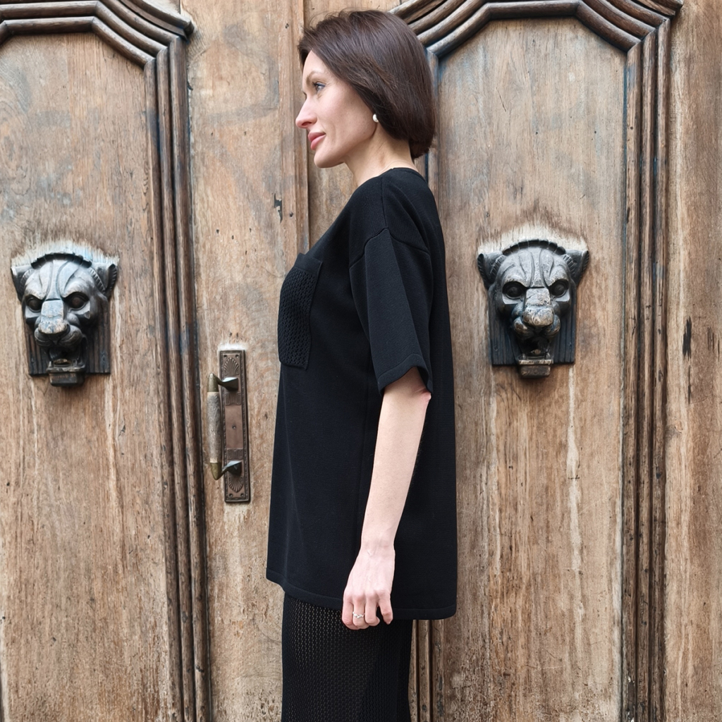 PL358-Keiko-Black-3 Keiko O-neck short sleeve black top