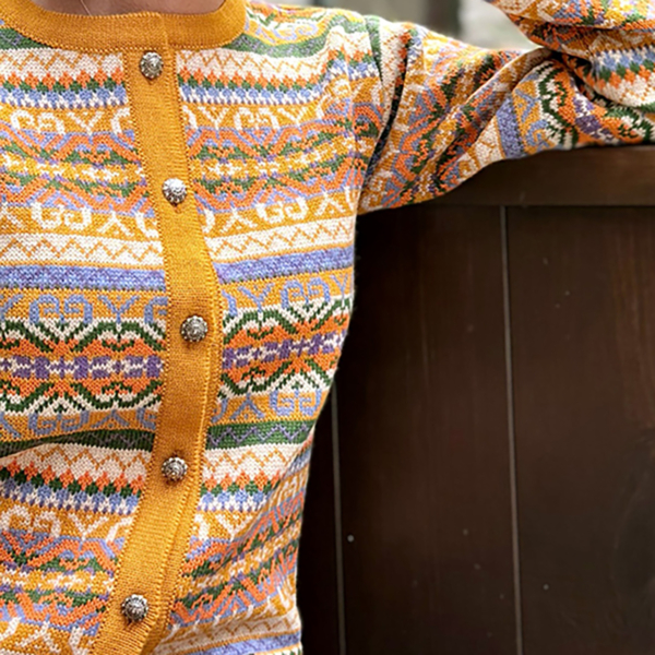 Lamita pure merino wool O-neck cardigan sinape