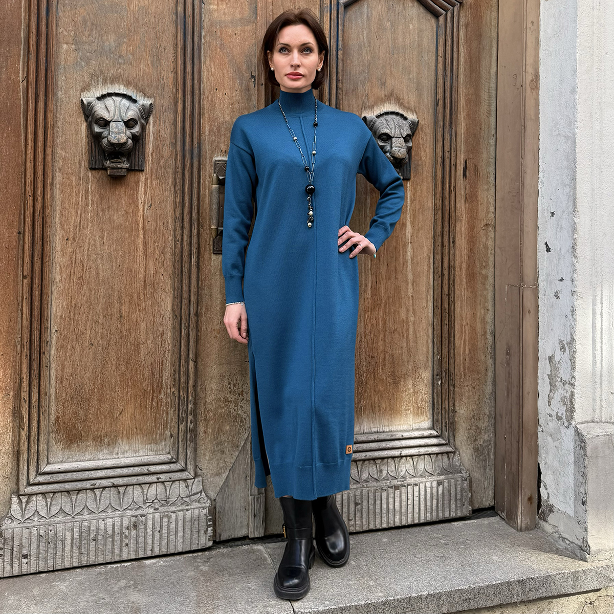 Pinata шерстяное платье с длинным рукавом бирюзового цвета