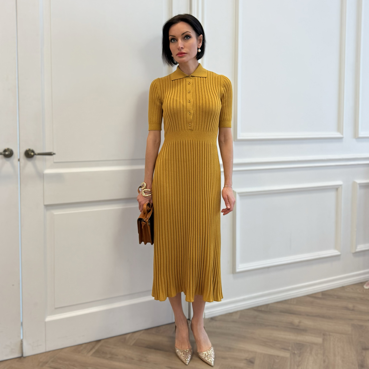 Erin платье горчичного цвета