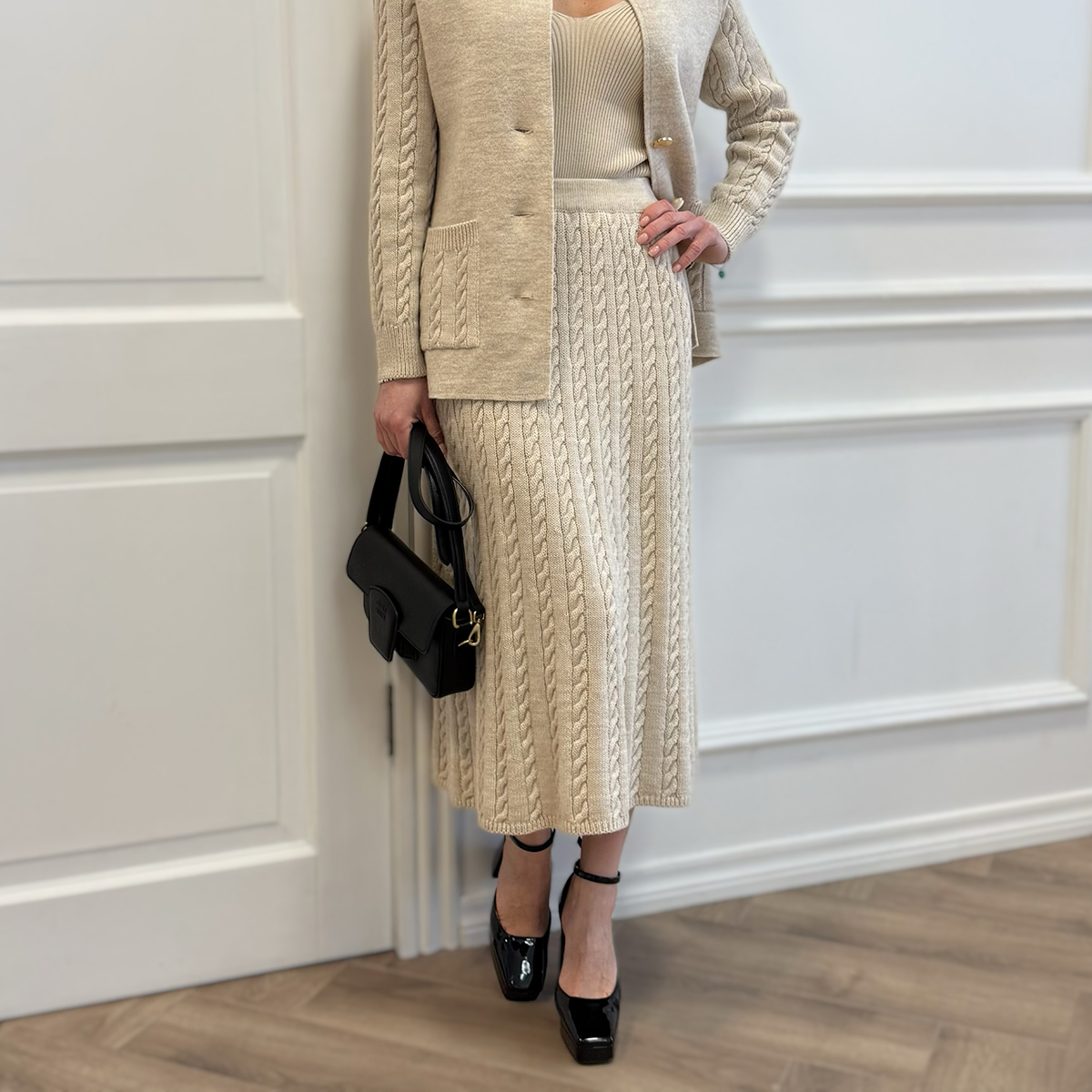 Dalila шерстяная юбка миди кремового цвета