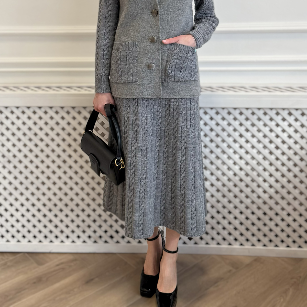 Dalila шерстяная юбка миди серого цвета