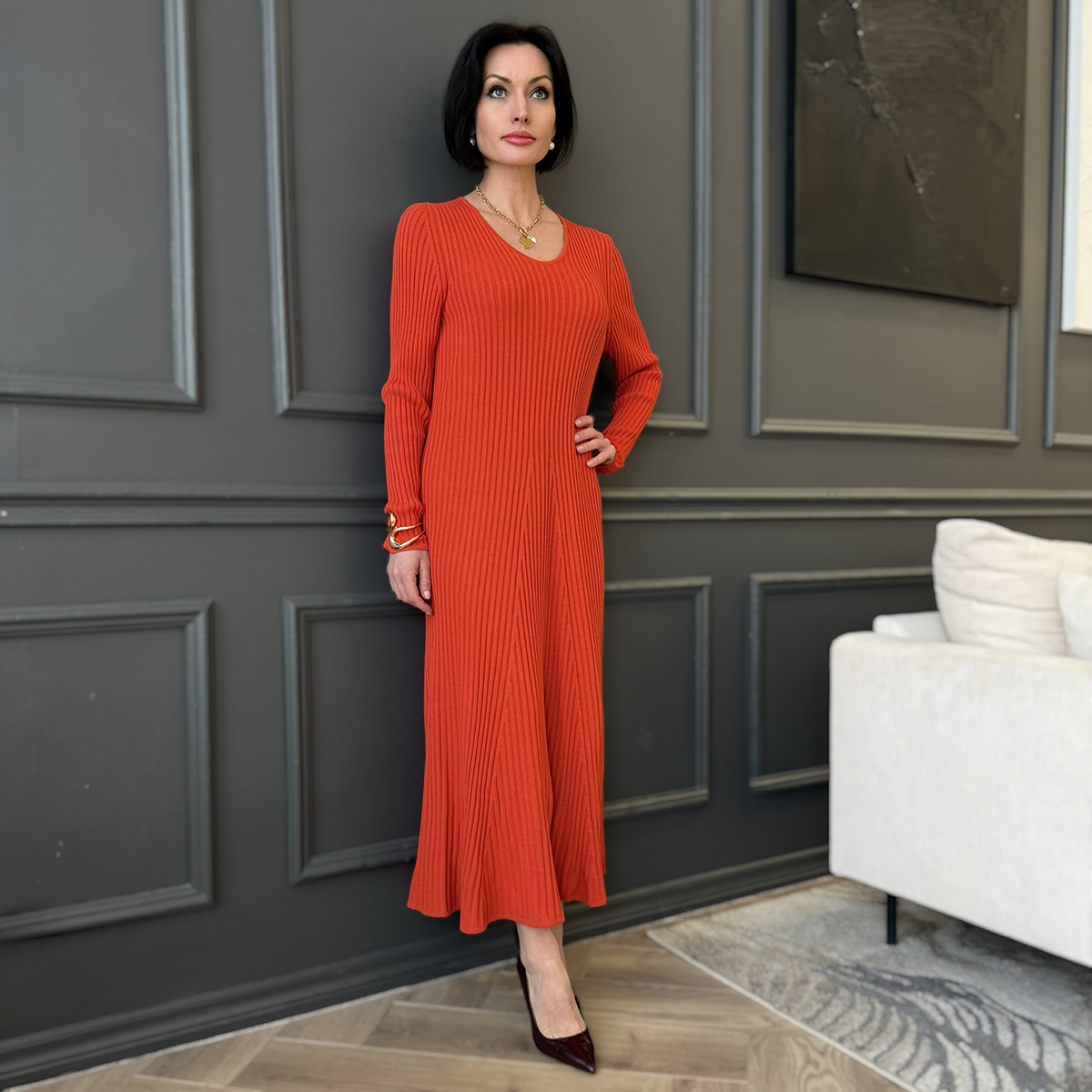 Mirta villane kleit oranz