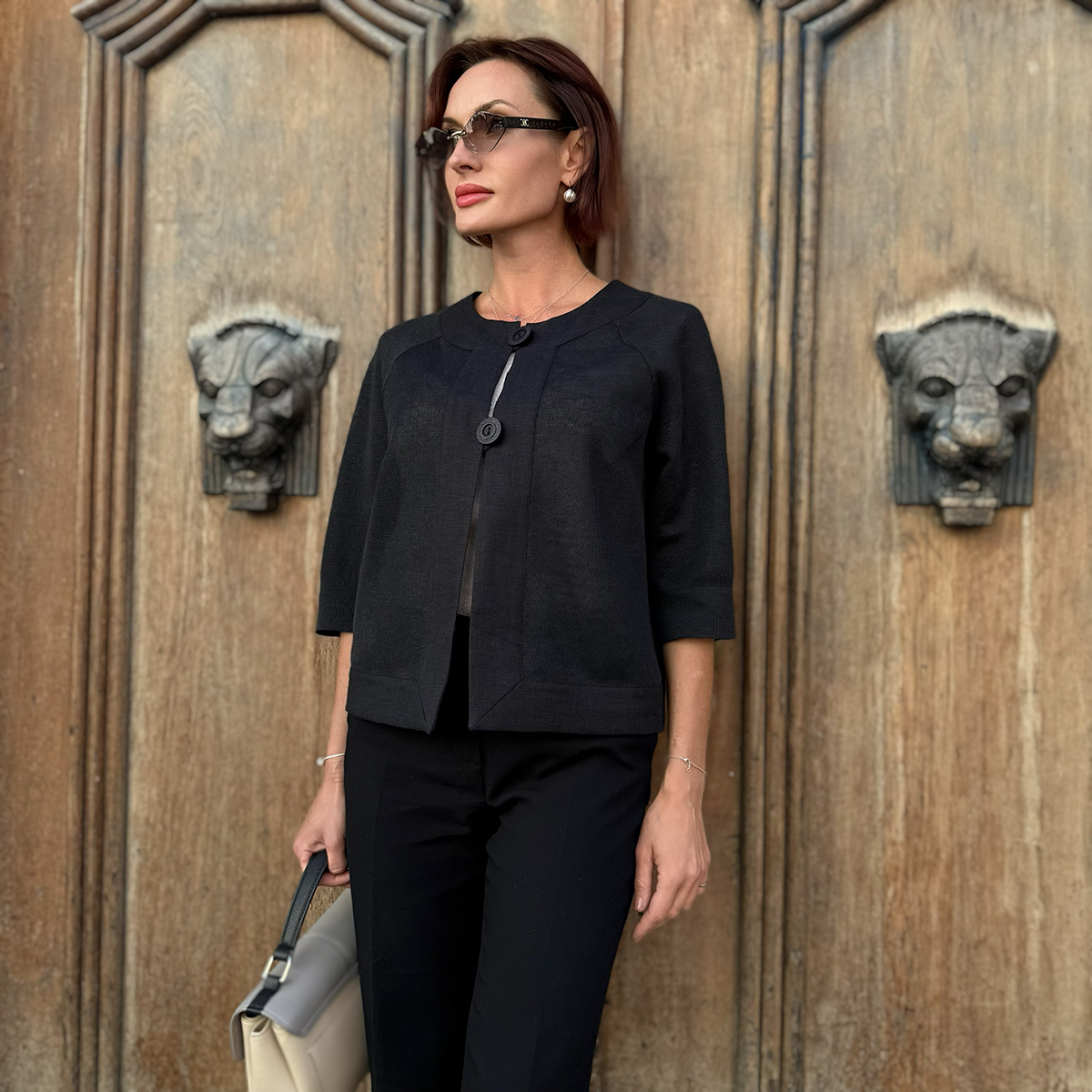 Mirthal pure linen cardigan black