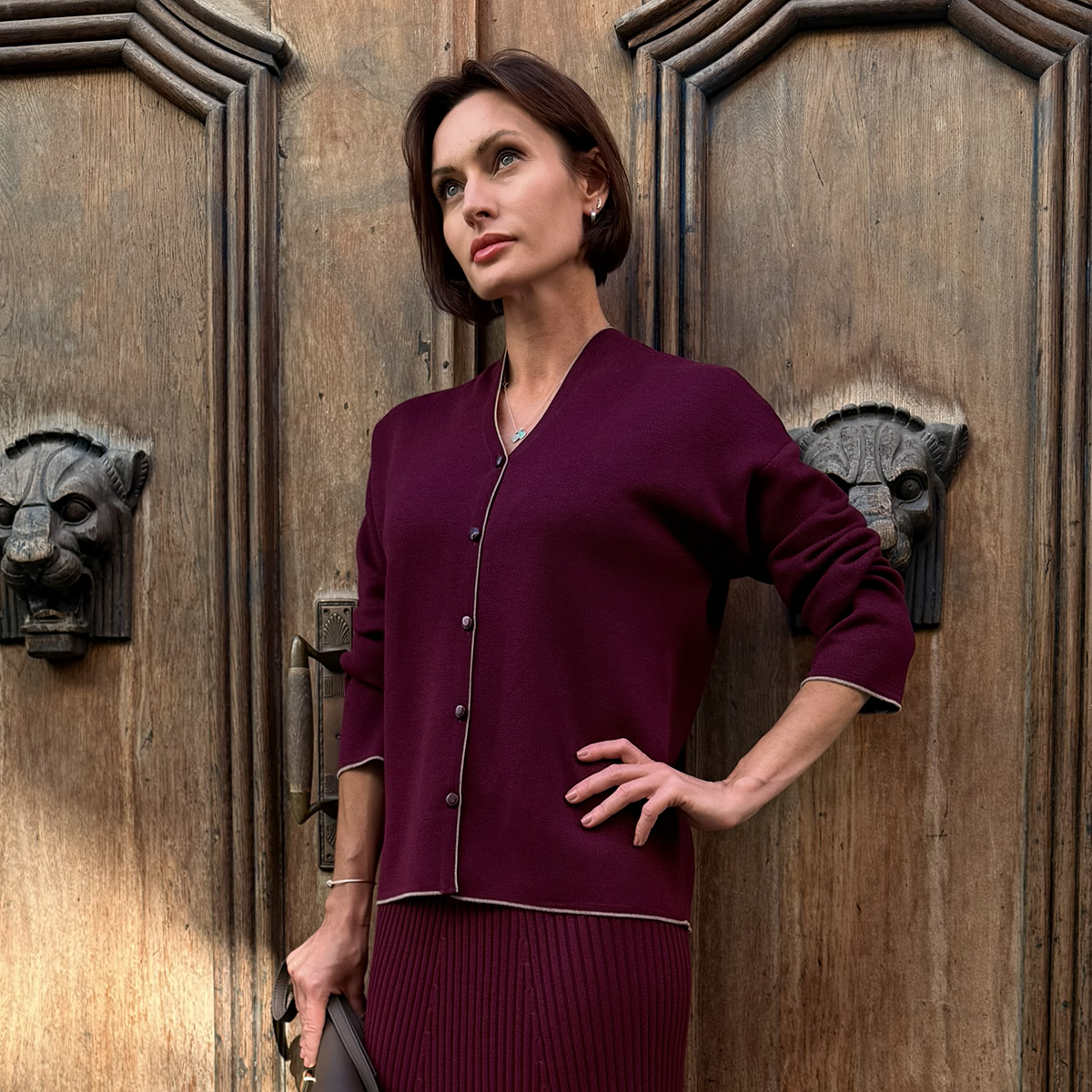 Kyle knitted cardigan bordo